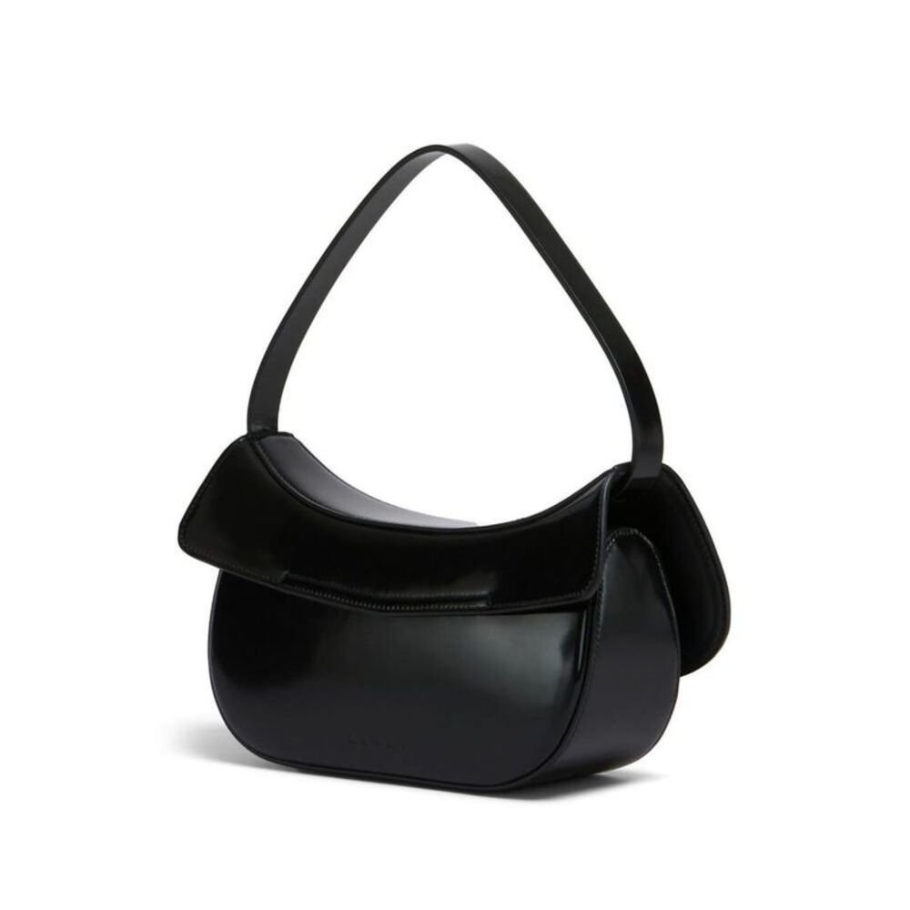 MARNI Smooth Leather Shoulder Bag with Gold Clasp Women BLACK Pouches - Picture 2 of 5